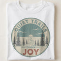 QUIET TRAILS LOUDER JOY | Joyful Hiking T-Shirt - close up