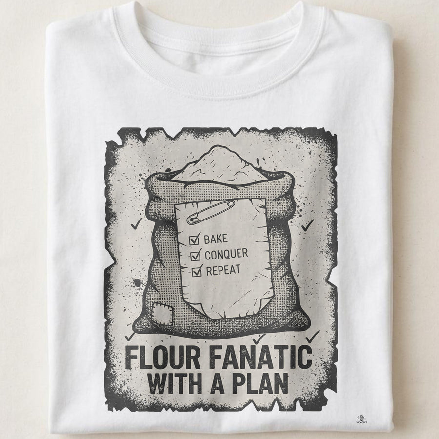 FLOUR FANATIC WITH A PLAN | Fun Baking T-Shirt