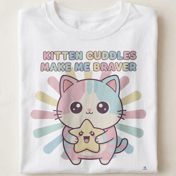 KITTEN CUDDLES MAKE ME BRAVER | Cozy Kitten T-Shirt