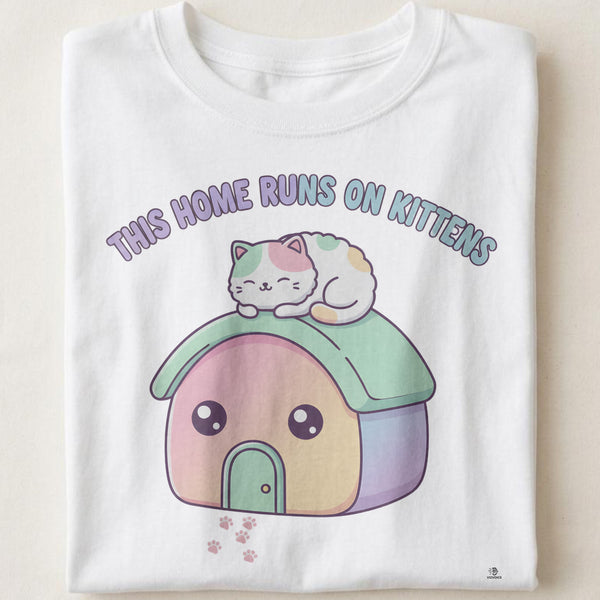 THIS HOME RUNS ON KITTENS | Cozy Kitten T-Shirt