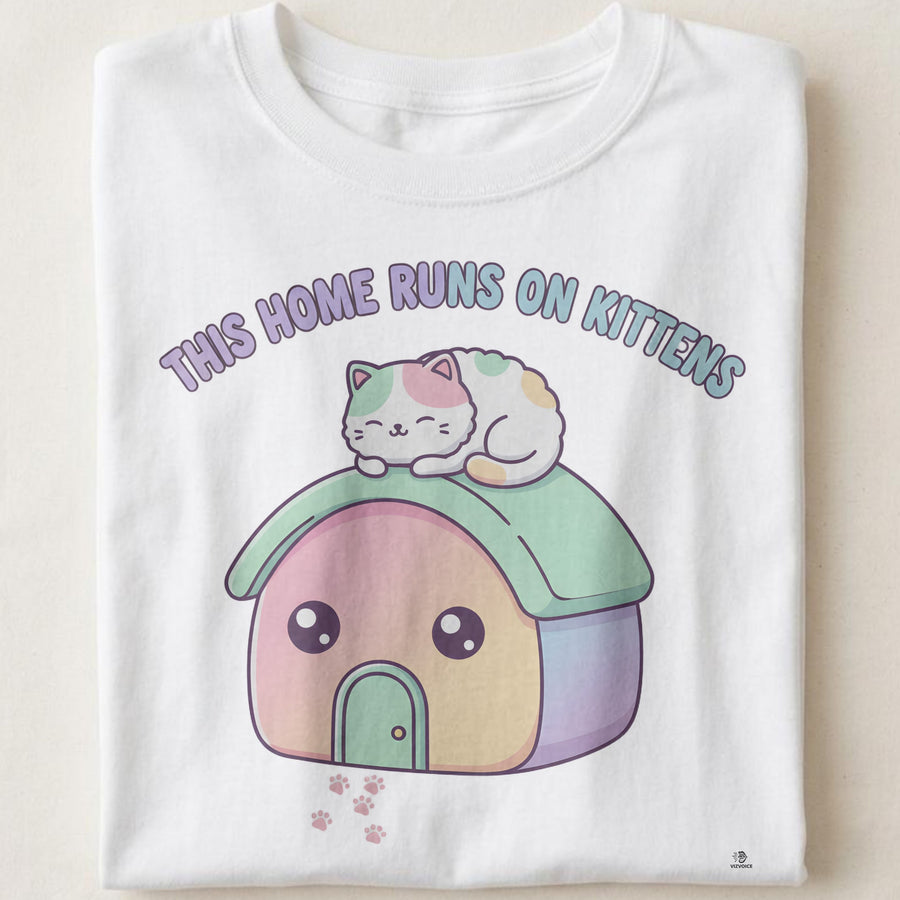 THIS HOME RUNS ON KITTENS | Cozy Kitten T-Shirt