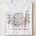 SOFT PURRS FIX HARD DAYS | Cozy Kitten T-Shirt - close up
