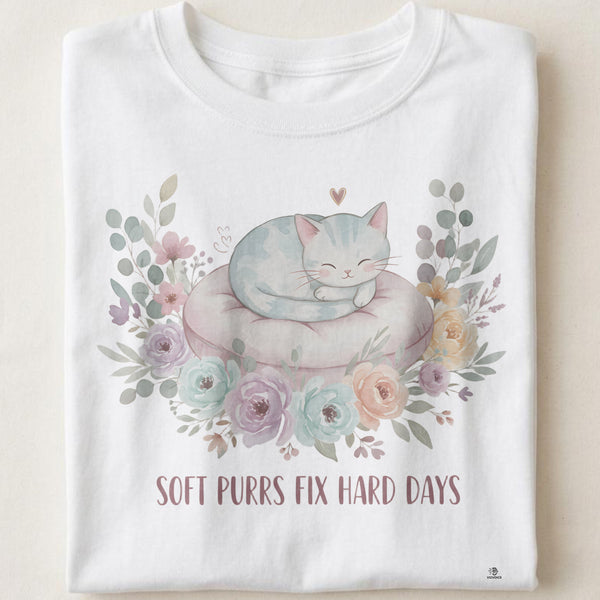 SOFT PURRS FIX HARD DAYS | Cozy Kitten T-Shirt