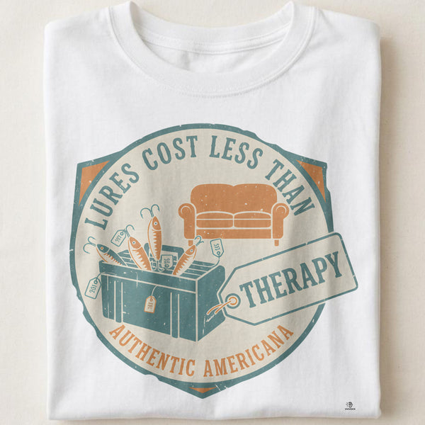 LURES COST LESS THAN THERAPY | Funny Fishing T-Shirt