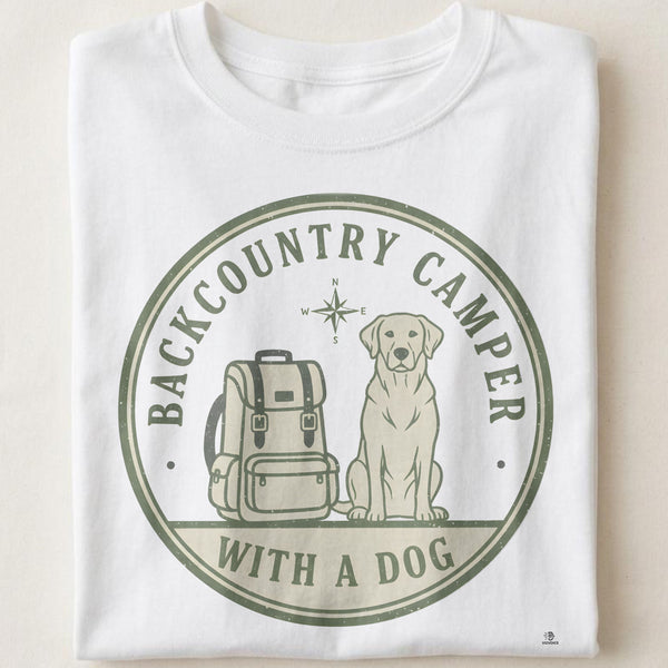 BACKCOUNTRY CAMPER WITH A DOG | Fun Camping Dog Lover T-shirt