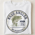 BASS ANGLER BY WEEKEND | Funny Bass Fishing T-Shirt - close up