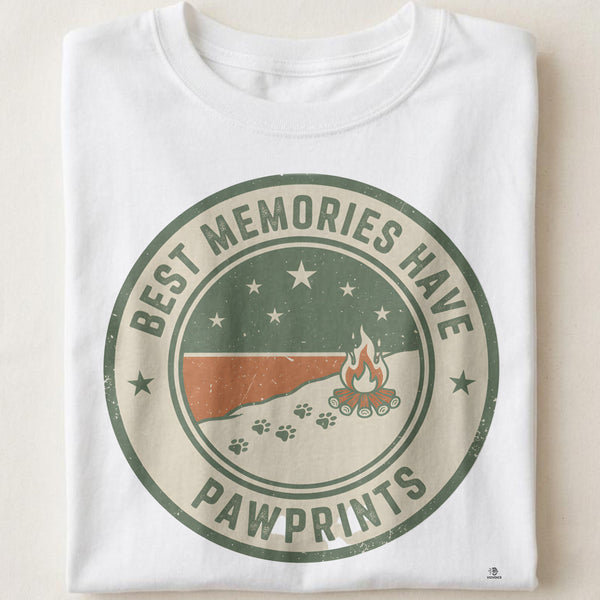 BEST MEMORIES HAVE PAWPRINTS | Heartwarming Camping T-Shirt