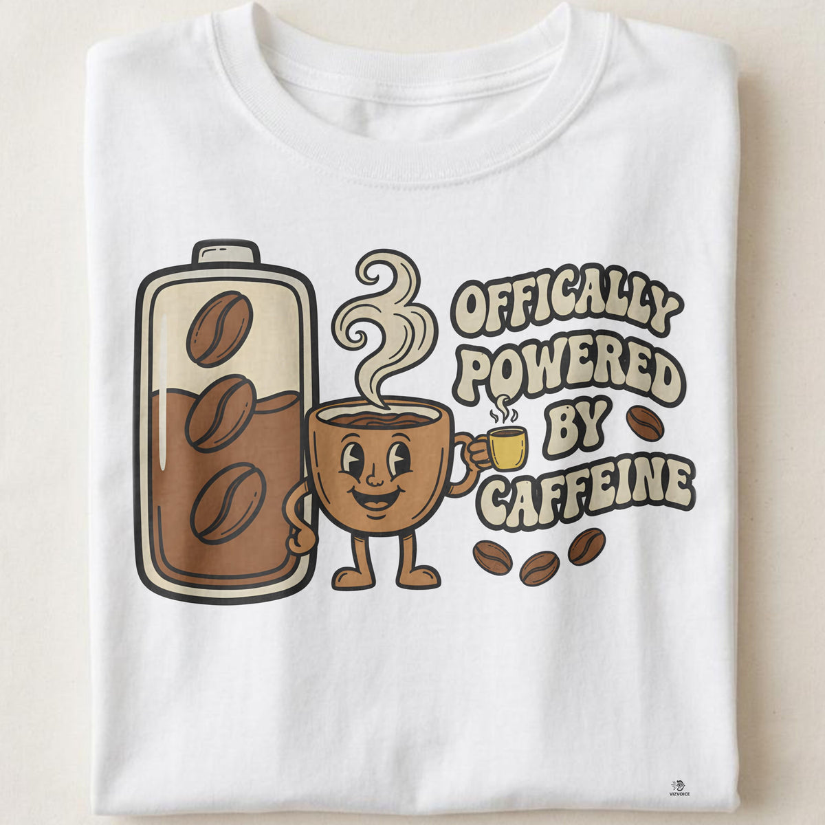 OFFICIALLY POWERED BY CAFFEINE | Funny Coffee Lover T-Shirt