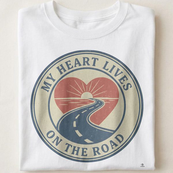 MY HEART LIVES ON THE ROAD | Funny Biker Mom T-shirt