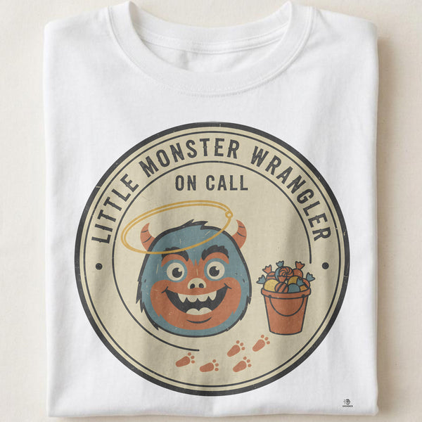 LITTLE MONSTER WRANGLER ON CALL | Fun Halloween Kids Parent T-shirt