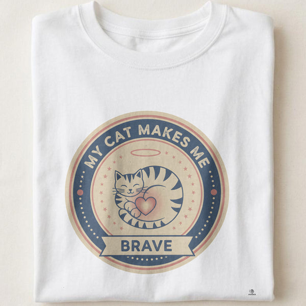 MY CAT MAKES ME BRAVE | Spooky Cat Owner T-Shirt