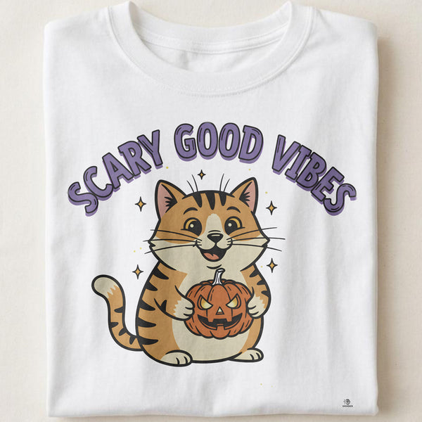 SCARY GOOD VIBES | Halloween Cat Owner T-shirt