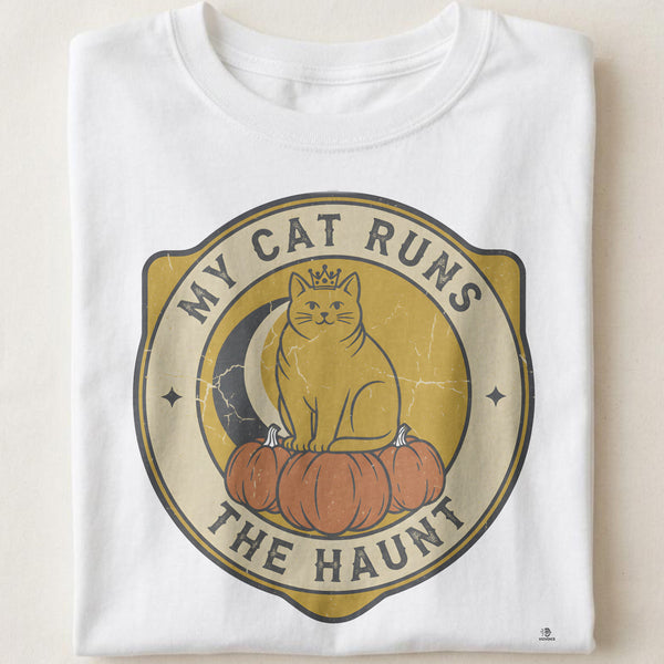 MY CAT RUNS THE HAUNT | Spooky T-Shirt for Cat Lovers