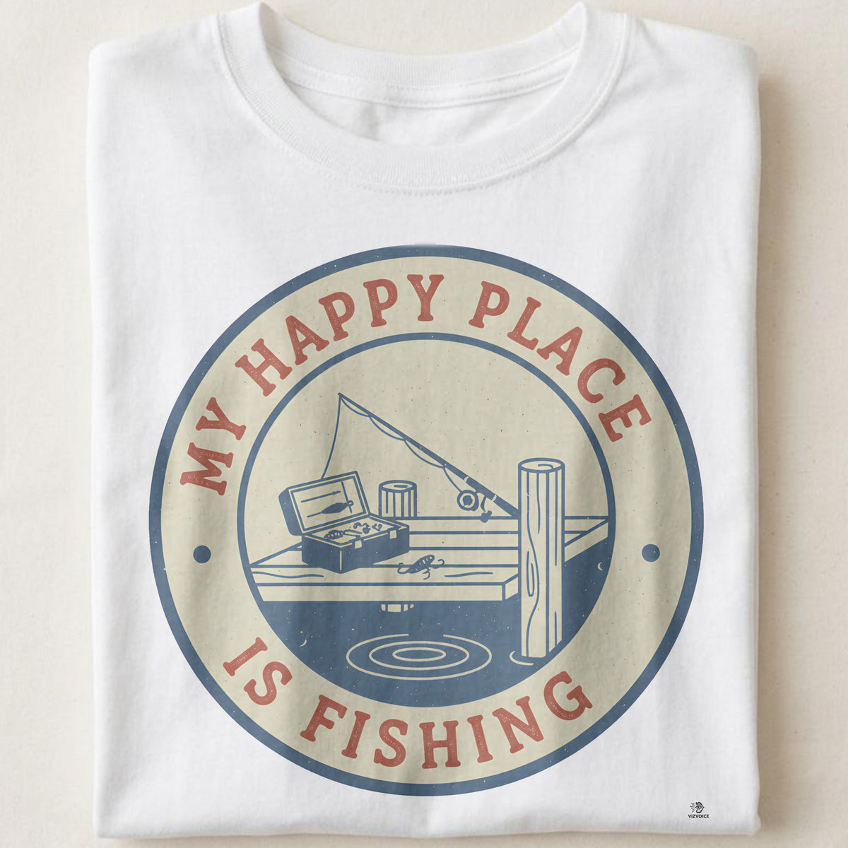 MY HAPPY PLACE IS FISHING | Humorous Fishing Grandpa T-Shirt