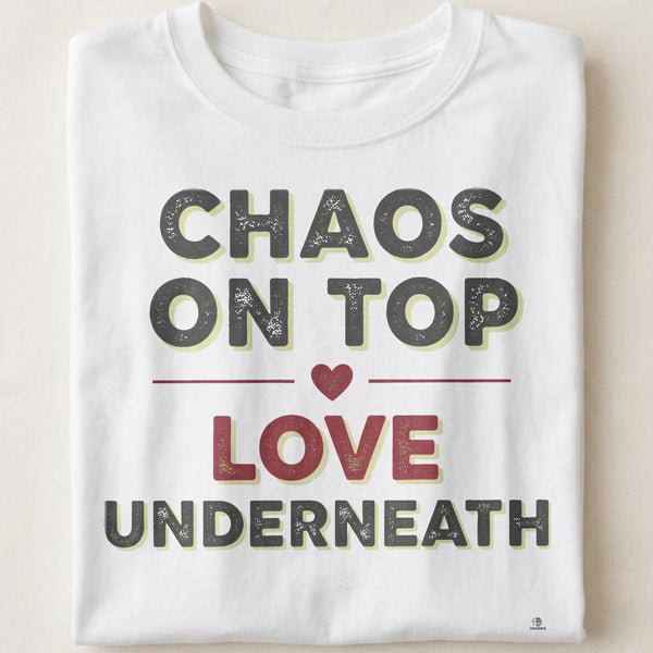 CHAOS ON TOP LOVE UNDERNEATH | Funny Girl Mom T-shirt