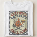 CERTIFIED BACKYARD GRILL BOSS | Fun T-shirt for Grill Master Dads - close up