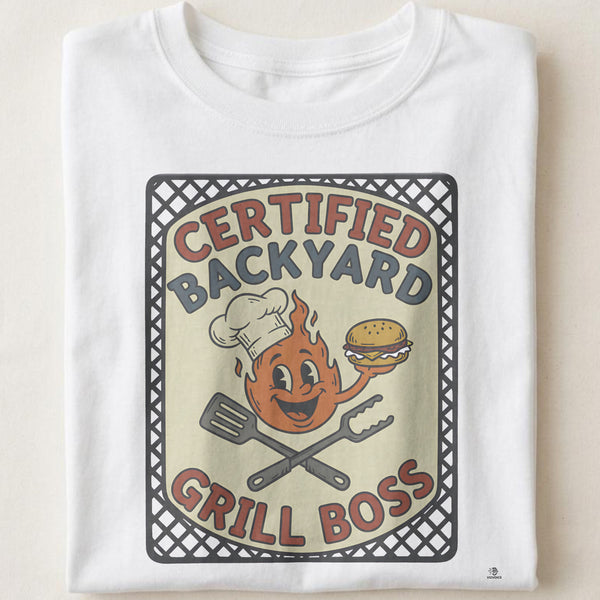 CERTIFIED BACKYARD GRILL BOSS | Fun T-shirt for Grill Master Dads