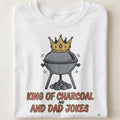 KING OF CHARCOAL AND DAD JOKES | Humorous Grill Master T-shirt - close up