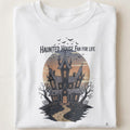 HAUNTED HOUSE FAN FOR LIFE | Spooky Halloween T-Shirt - close up