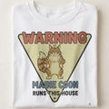 WARNING MAINE COON RUNS THIS HOUSE | Funny Cat Lover T-Shirt - close up