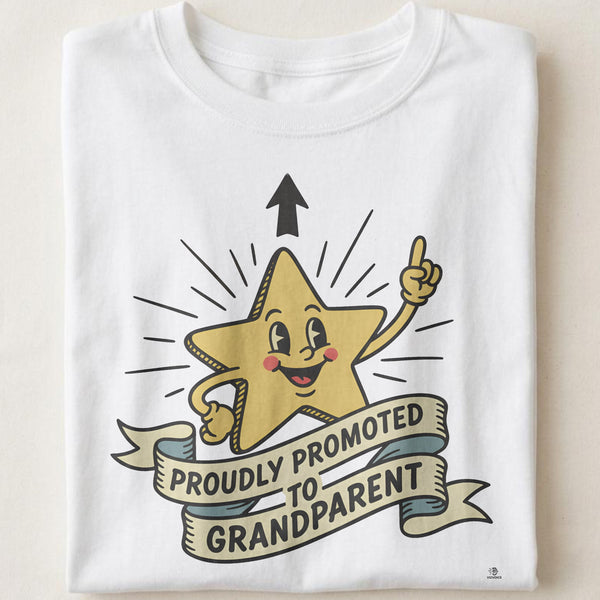 PROUDLY PROMOTED TO GRANDPARENT | Fun T-shirt for New Grandparents