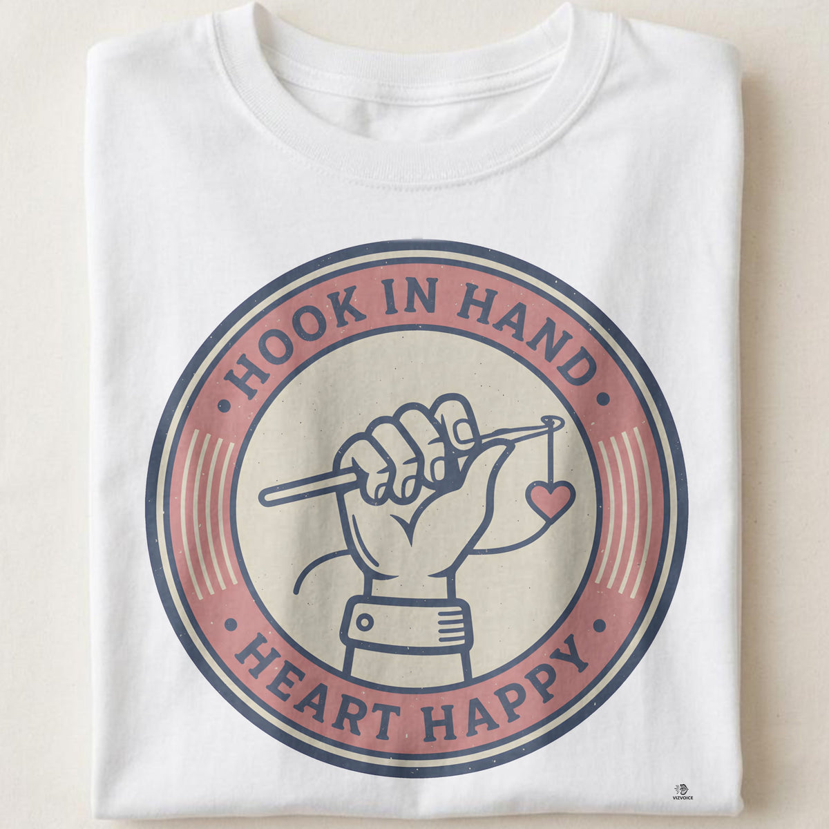 HOOK IN HAND HEART HAPPY | Humorous Knitting T-Shirt