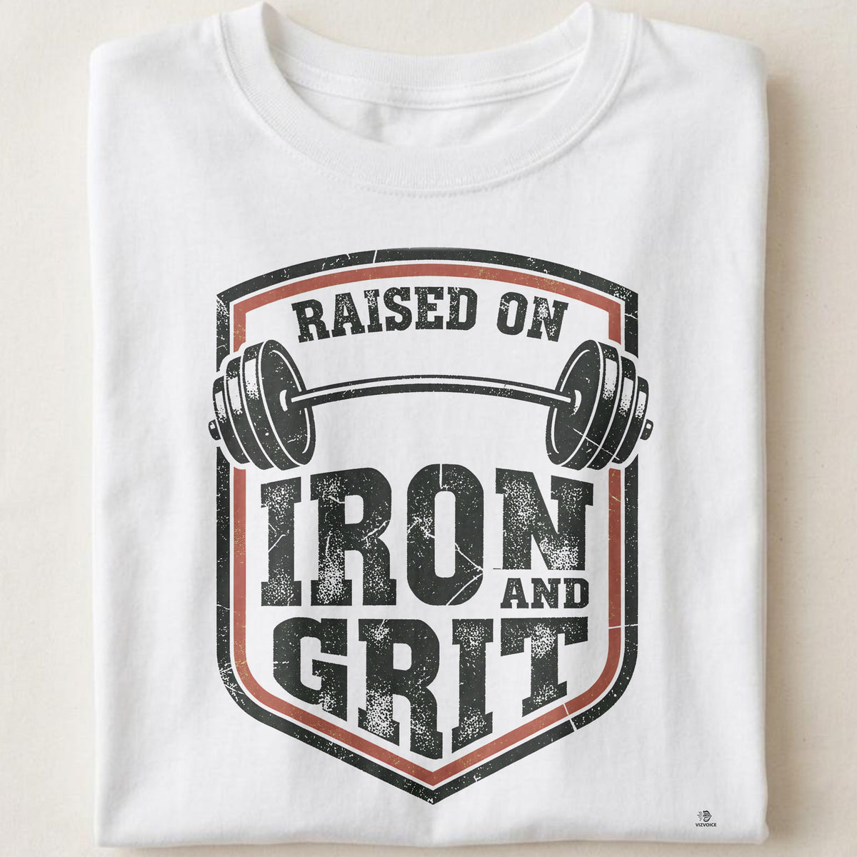 RAISED ON IRON AND GRIT | Humorous Fitness T-Shirt