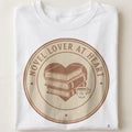 NOVEL LOVER AT HEART | Whimsical Reading Addict T-Shirt - close up