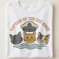 CAPTAIN OF THE CAT CREW | Humorous Cat Dad T-shirt - close up