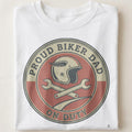 PROUD BIKER DAD ON DUTY | Humorous Motorcycle T-shirt - close up