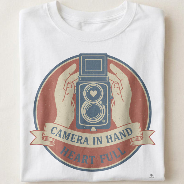 CAMERA IN HAND HEART FULL | Humorous Photography T-Shirt