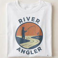 RIVER ANGLER | Humorous Fishing T-Shirt for River Enthusiasts - close up