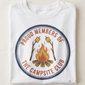 PROUD MEMBERS OF THE CAMPSITE CLUB | Funny Camping T-Shirt - close up