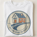 ROLLING HOME ON WHEELS | Fun RV Life T-Shirt - close up