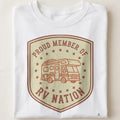 PROUD MEMBER OF RV NATION | Humorous Camping T-Shirt - close up