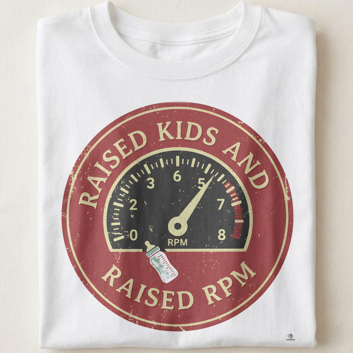 RAISED KIDS AND RAISED RPM | Funny Biker Dad T-Shirt