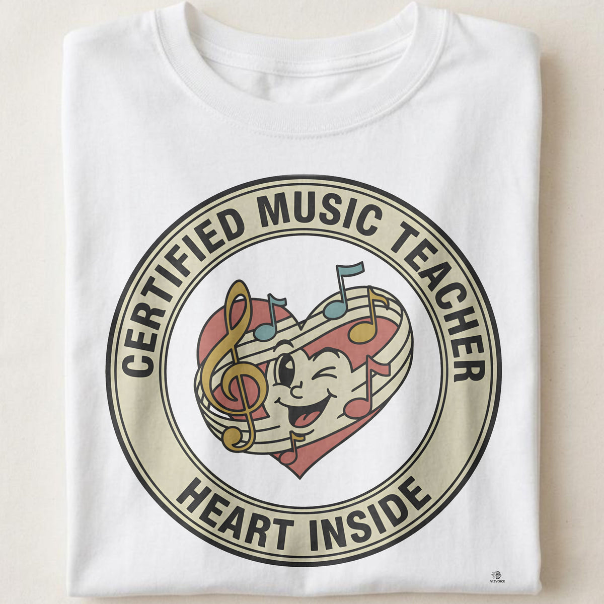 CERTIFIED MUSIC TEACHER HEART INSIDE | Funny Music Teacher T-Shirt