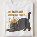 MY BLACK CAT MAKES ME SMILE | Fun T-Shirt for Cat Lovers - close up