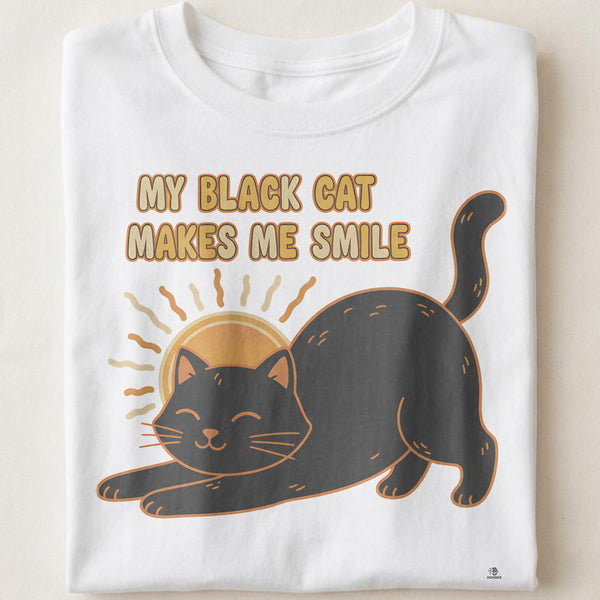 MY BLACK CAT MAKES ME SMILE | Fun T-Shirt for Cat Lovers