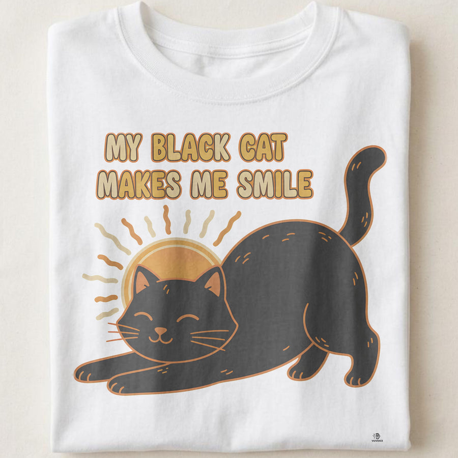 MY BLACK CAT MAKES ME SMILE | Fun T-Shirt for Cat Lovers
