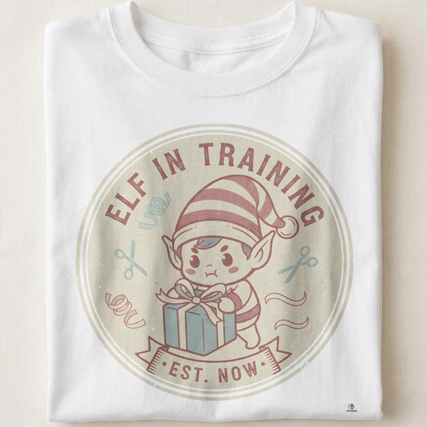 ELF IN TRAINING | Cute Christmas T-shirt for Holiday Cheer