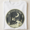 LET THE BLACK CAT GUIDE YOU | Magical Black Cat T-shirt - close up