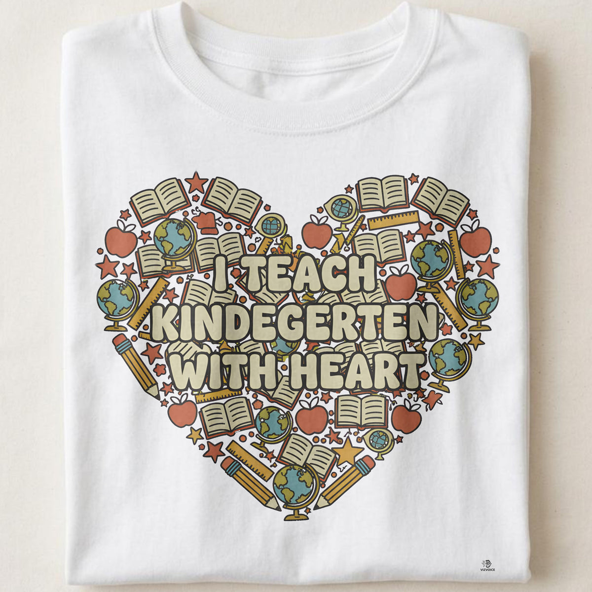 I TEACH KINDERGARTEN WITH HEART | Heartfelt Teacher T-Shirt