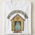 SHELTER CATS RUN THIS HOME | Humorous Cat Lover T-Shirt - close up