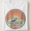 CHASE SUNRISE OUTRUN DOUBT | Motivational Runner T-shirt - close up