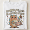 MONSTERS WELCOME DRAMA NOT INVITED | Funny Halloween T-Shirt - close up