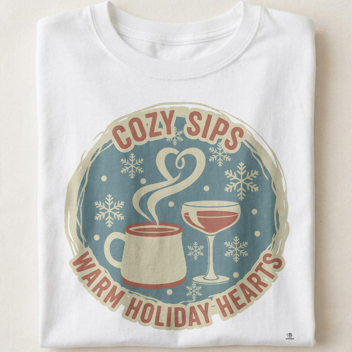 COZY SIPS WARM HOLIDAY HEARTS | Christmas Cocktails T-Shirt