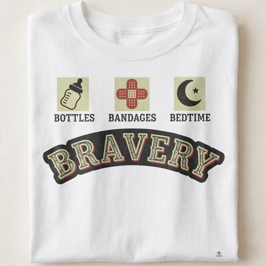 BOTTLES BANDAGES BEDTIME BRAVERY | Pediatric Nurse T-Shirt