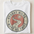SUNDAY MILES MAKE ME SMILE | Fun T-Shirt for Weekend Riders - close up