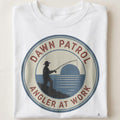 DAWN PATROL ANGLER AT WORK | Fishing T-shirt for Early Risers - close up